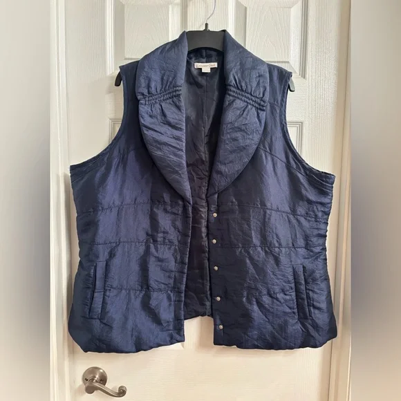 1X Coldwater Creek Midnight Blue Quilted Vest - Picture 1 of 7